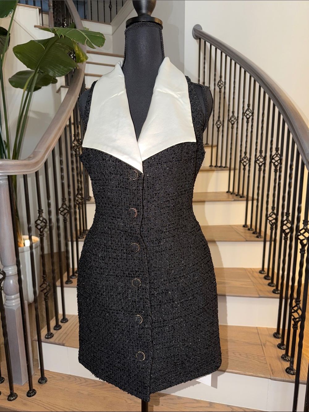 NWT Endless Rose Sleeveless Tweed Dress with White Collar (M) $240 MSRP